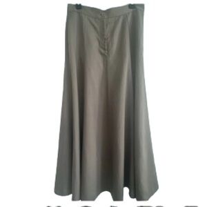 Zara Women Khaki High-Waisted Linen Blend Maxi Skirt Size M